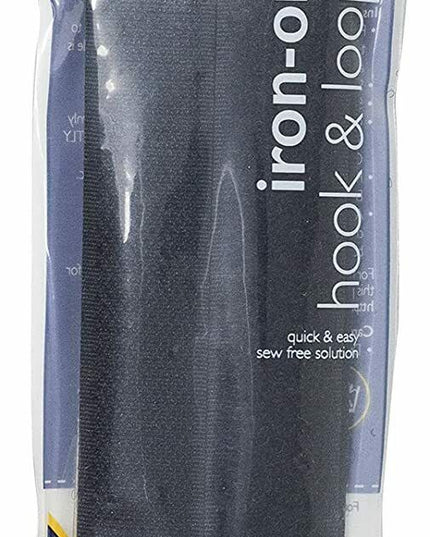 KORBOND Hook & Loop Iron On BLACK 2cm x 50cm Furnishing Upholstery Zip 110113