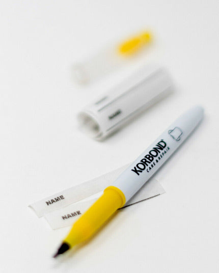KORBOND Laundry Pen with 10 Iron On Labels Permanent Ink School Uniform 110022