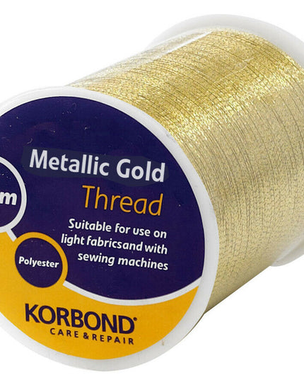 KORBOND Metallic Gold 100% Polyester Thread 160m Reel No Shrinkage Sewing 231903