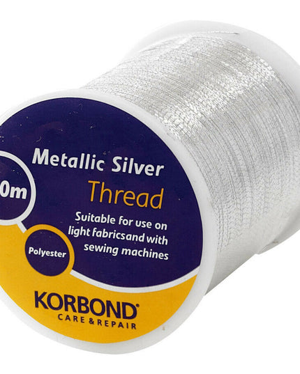 KORBOND Metallic Silver 100% Polyester Thread 160m Reel Sewing Gift Decor 231904