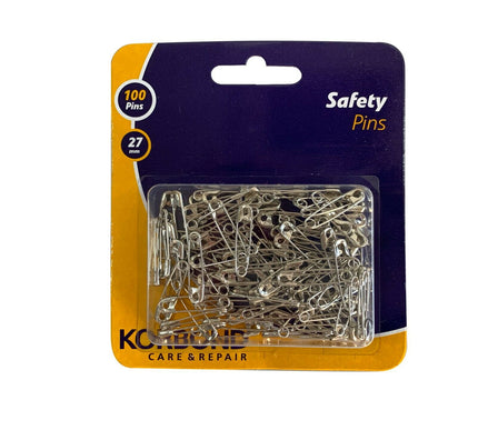 KORBOND 100 Piece 27mm / 2.7cm High Quality Safety Pins Strong Steel 114011