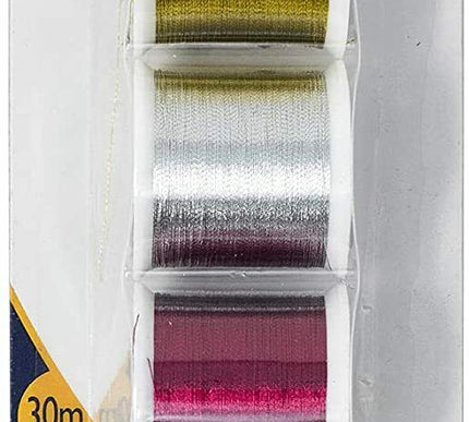 KORBOND Metallic Thread Selection Polyester Red Green Gold Silver Sewing 110910