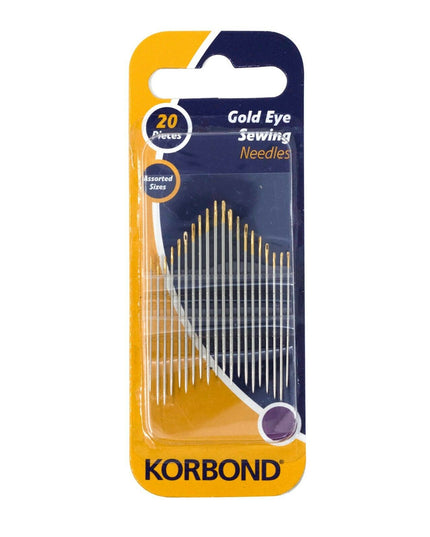 KORBOND 20 Pieces Gold Eye Sewing Needles Assorted Fine Embellishment 110249