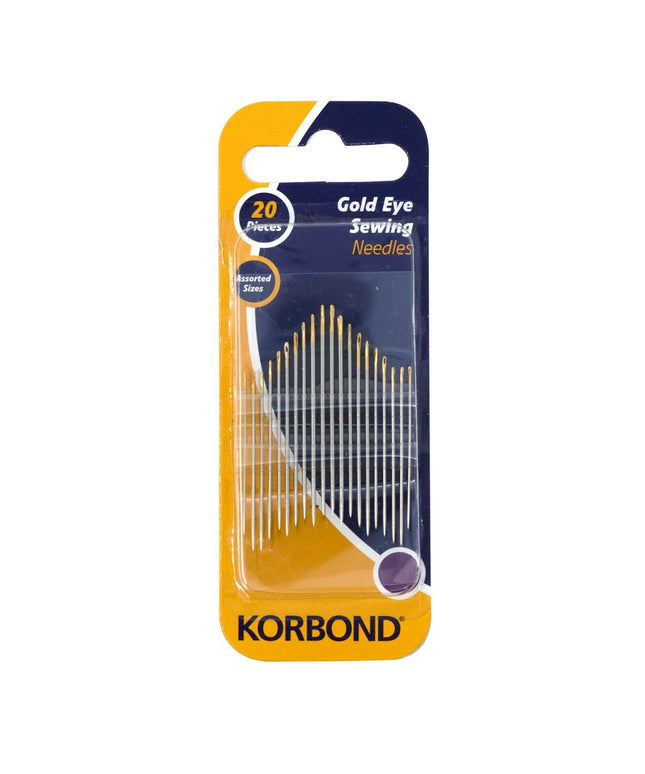 KORBOND 20 Pieces Gold Eye Sewing Needles Assorted Fine Embellishment 110249