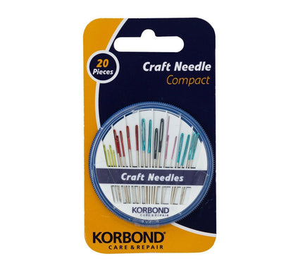 KORBOND 20 Piece Craft Needle Compact Set with Case Assorted Sizes Uses 110255