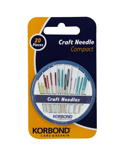KORBOND 20 Piece Craft Needle Compact Set with Case Assorted Sizes Uses 110255