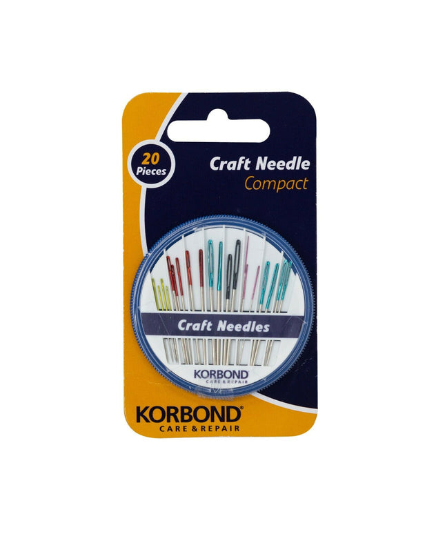 KORBOND 20 Piece Craft Needle Compact Set with Case Assorted Sizes Uses 110255
