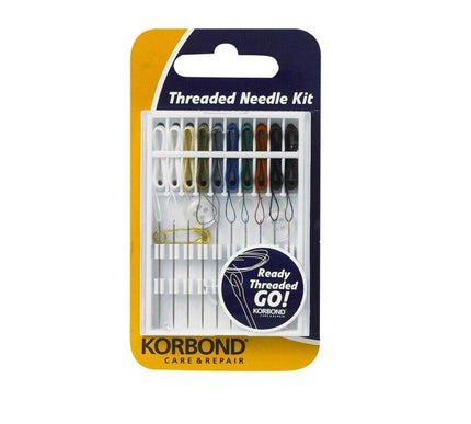 KORBOND Threaded Needle Kit - Needles Buttons Pin Travel Emergency Repair 110495