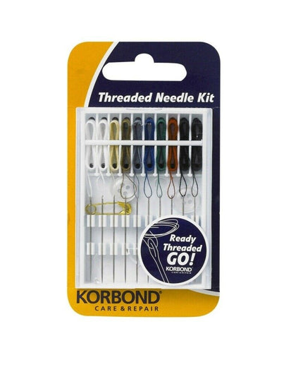 KORBOND Threaded Needle Kit - Needles Buttons Pin Travel Emergency Repair 110495
