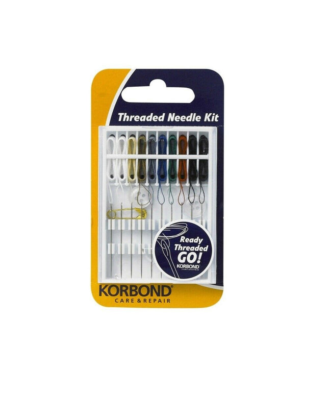 KORBOND Threaded Needle Kit - Needles Buttons Pin Travel Emergency Repair 110495