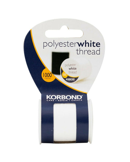 KORBOND 1000m 3280ft WHITE Coated Strong 100% Polyester Thread Sewing 190002