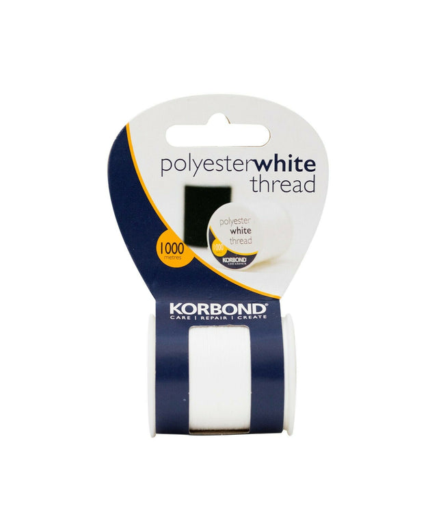KORBOND 1000m 3280ft WHITE Coated Strong 100% Polyester Thread Sewing 190002
