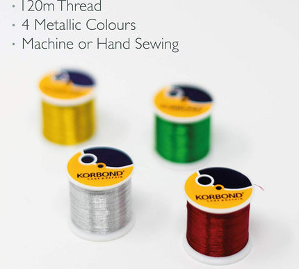 KORBOND Metallic Thread Selection Polyester Red Green Gold Silver Sewing 110910