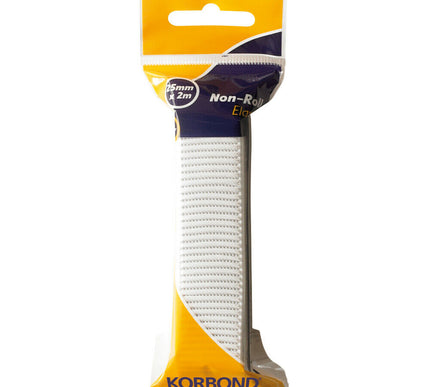 KORBOND 25mm x 2m WHITE Ribbed Non-Roll Elastic Polyester Strong Durable 110377