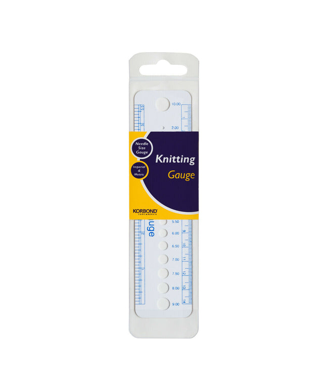 KORBOND Knitting Gauge Tool Imperial Metric Ruler Needle Size Checker 180040
