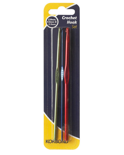 KORBOND 3 Pack Aluminium Metal Crochet Hook Set Art Craft Knitting 180071
