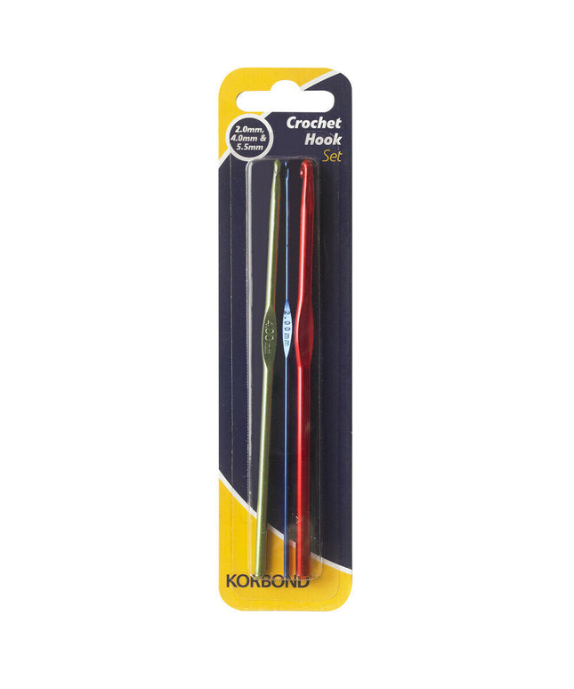 KORBOND 3 Pack Aluminium Metal Crochet Hook Set Art Craft Knitting 180071