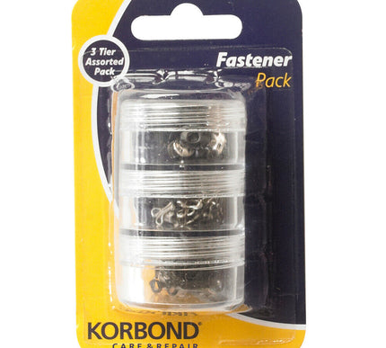 KORBOND 40 Pieces Fasteners Pack SILVER Snap Hooks Eyes Bars Assorted 110224
