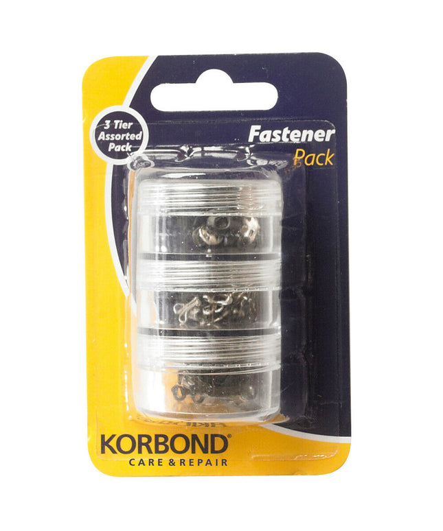KORBOND 40 Pieces Fasteners Pack SILVER Snap Hooks Eyes Bars Assorted 110224