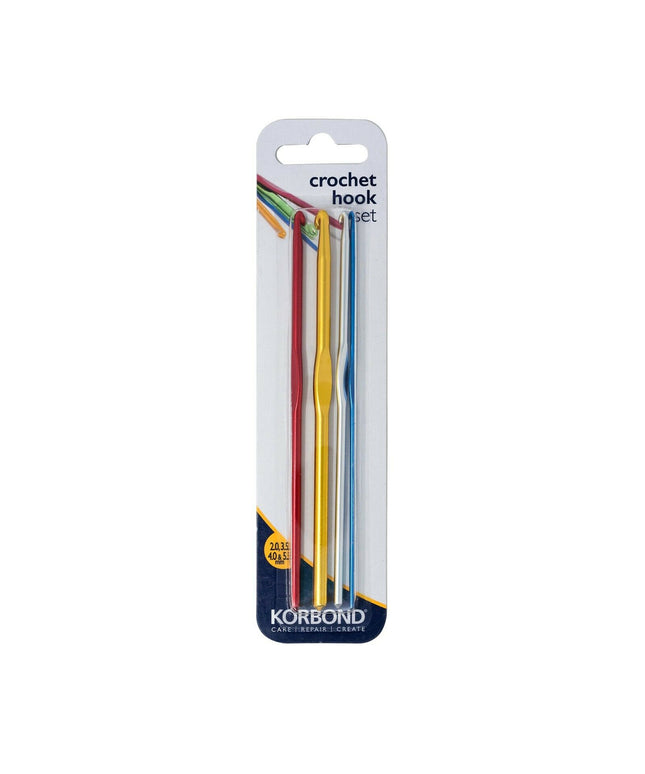 KORBOND 4 Pack Aluminium Metal Crochet Hook Set Art Craft Knitting 180073