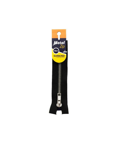 KORBOND High Quality 12cm METAL Zips Black White Brown Cream Khaki Closed Ended
