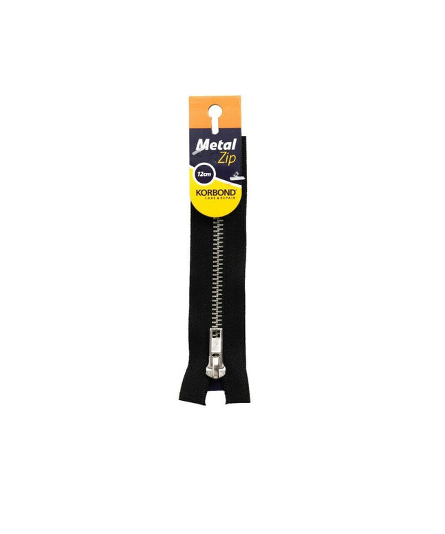 KORBOND High Quality 12cm METAL Zips Black White Brown Cream Khaki Closed Ended