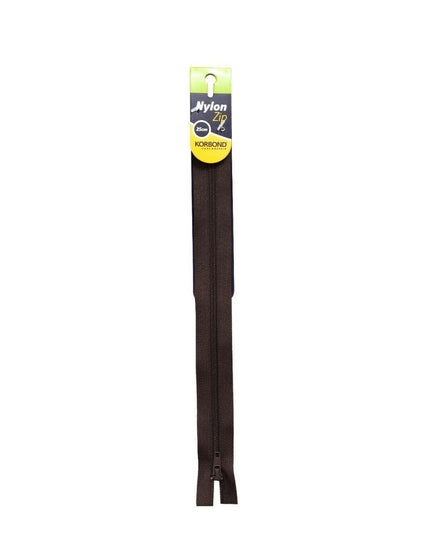 KORBOND High Quality 25cm Nylon Zips Black White Brown Cream Khaki Closed Ended