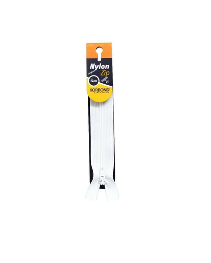 KORBOND High Quality 12cm Nylon Zips Black White Brown Cream Khaki Closed Ended