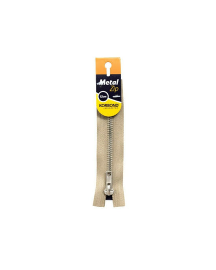 KORBOND High Quality 12cm METAL Zips Black White Brown Cream Khaki Closed Ended