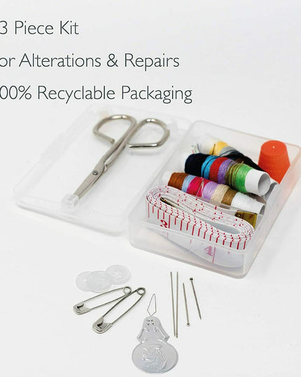 KORBOND 13 Piece SEWING KIT - Travel Repair Scissors Needles Pins Thimble 110485