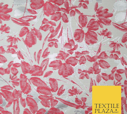 Ivory Floral Artsy Flower Petals Textured Fancy Brocade Jacquard Dress Fabric
