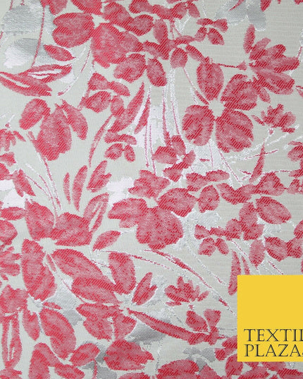 Ivory Floral Artsy Flower Petals Textured Fancy Brocade Jacquard Dress Fabric