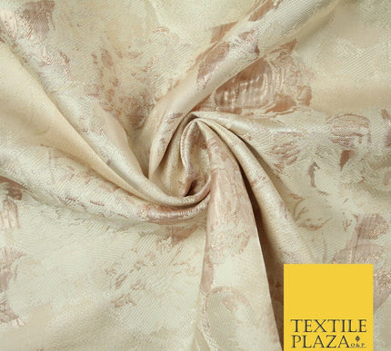 Nude Pale Peach Abstract Floral Textured Brocade Jacquard Dress Fabric 6781