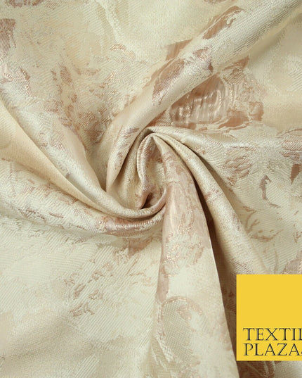 Nude Pale Peach Abstract Floral Textured Brocade Jacquard Dress Fabric 6781