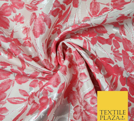 Ivory Floral Artsy Flower Petals Textured Fancy Brocade Jacquard Dress Fabric