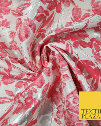 Ivory Floral Artsy Flower Petals Textured Fancy Brocade Jacquard Dress Fabric