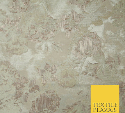 Nude Pale Peach Abstract Floral Textured Brocade Jacquard Dress Fabric 6781