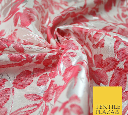 Ivory Floral Artsy Flower Petals Textured Fancy Brocade Jacquard Dress Fabric