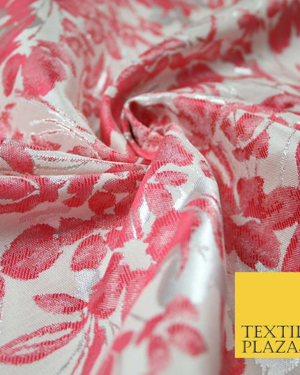 Ivory Floral Artsy Flower Petals Textured Fancy Brocade Jacquard Dress Fabric