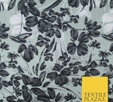 Ivory Floral Artsy Flower Petals Textured Fancy Brocade Jacquard Dress Fabric