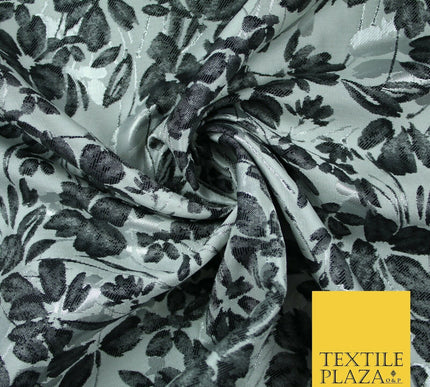 Ivory Floral Artsy Flower Petals Textured Fancy Brocade Jacquard Dress Fabric