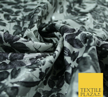 Ivory Floral Artsy Flower Petals Textured Fancy Brocade Jacquard Dress Fabric