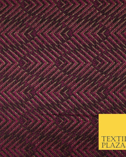 Magenta Pink Abstract Waves Textured Metallic Fancy Brocade Jacquard Fabric 6767