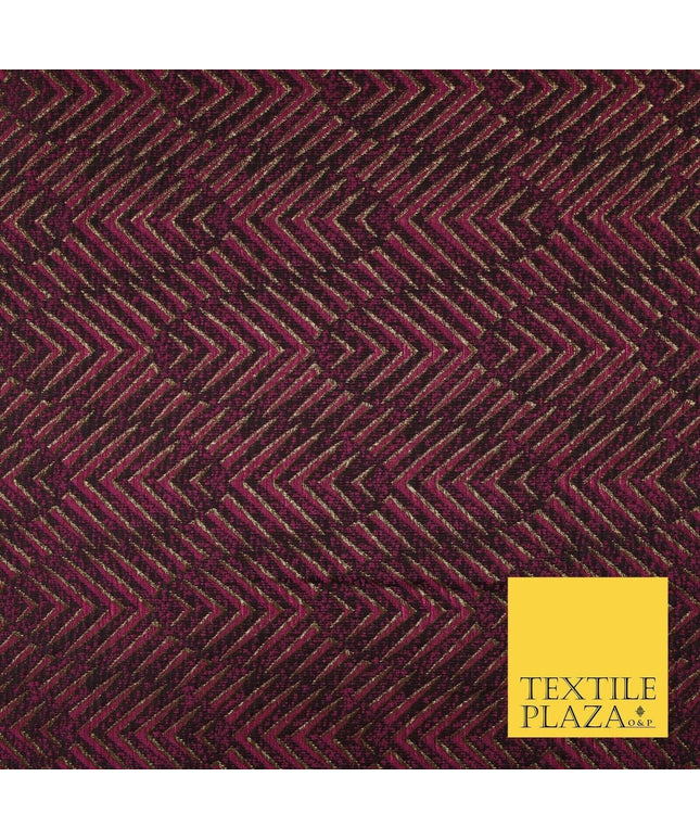 Magenta Pink Abstract Waves Textured Metallic Fancy Brocade Jacquard Fabric 6767