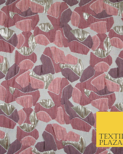 Dusty Pink Mosaic Abstract Textured Metallic Fancy Brocade Jacquard Fabric 6780