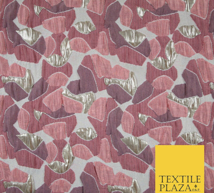 Dusty Pink Mosaic Abstract Textured Metallic Fancy Brocade Jacquard Fabric 6780