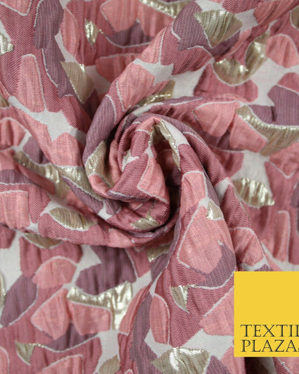 Dusty Pink Mosaic Abstract Textured Metallic Fancy Brocade Jacquard Fabric 6780
