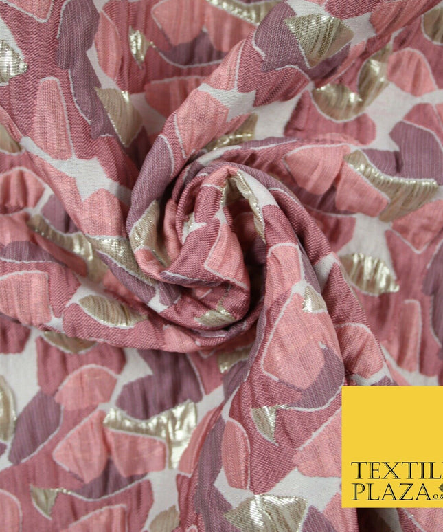 Dusty Pink Mosaic Abstract Textured Metallic Fancy Brocade Jacquard Fabric 6780
