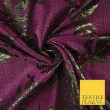 Magenta Antique Gold Floral Textured Metallic Fancy Brocade Jacquard Fabric 6766
