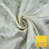 Cream Ecru Silver Floral Textured Metallic Fancy Brocade Jacquard Fabric 6778